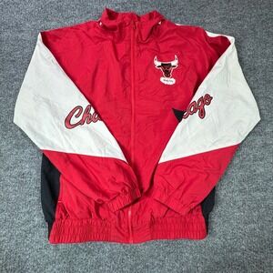 Mitchell Ness Chicago Bulls NBA Track Jacket Mens M Red Hardwood Classics‎